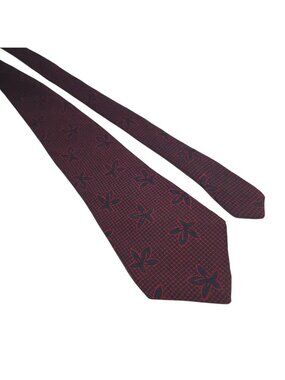Gap Mens Silk Floral Red Navy Tie Adjustable Office Formal Necktie Silk Stitch